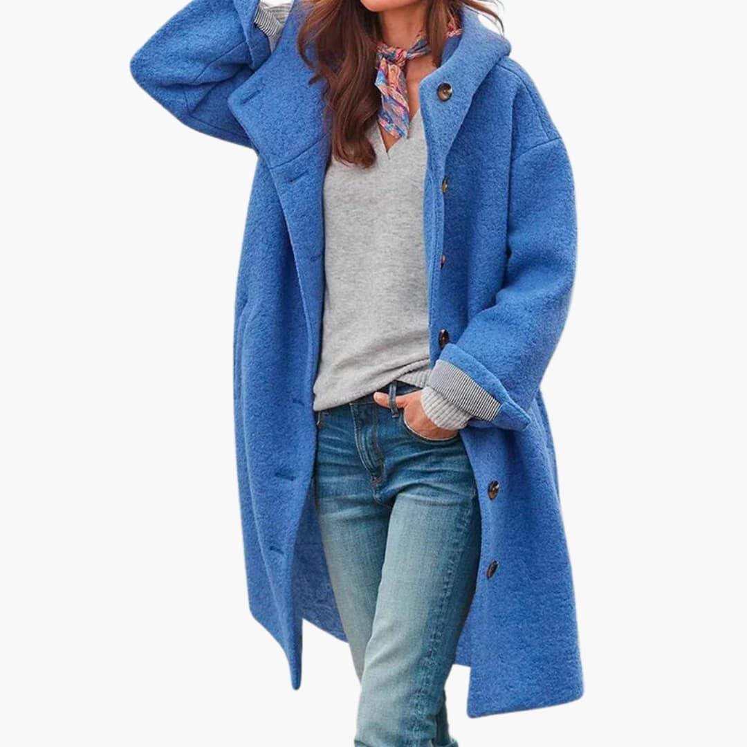 Women’s Hooded Coat with Button Front - Addison Fashion