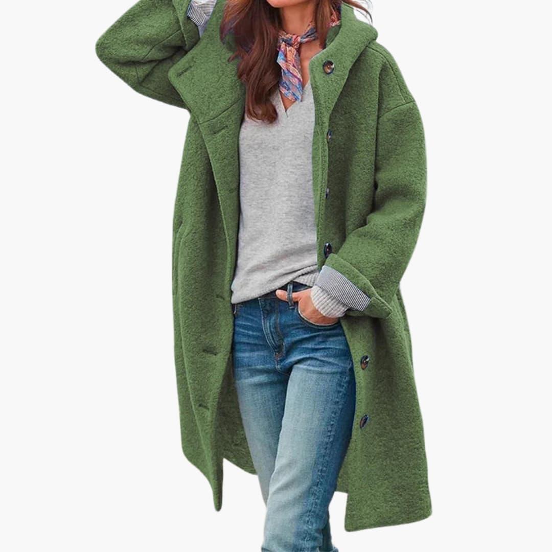 Women’s Hooded Coat with Button Front - Addison Fashion