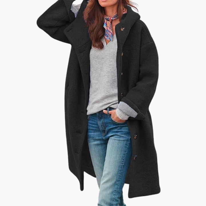 Women’s Hooded Coat with Button Front - Addison Fashion
