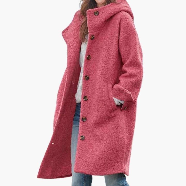 Women’s Hooded Coat with Button Front - Addison Fashion