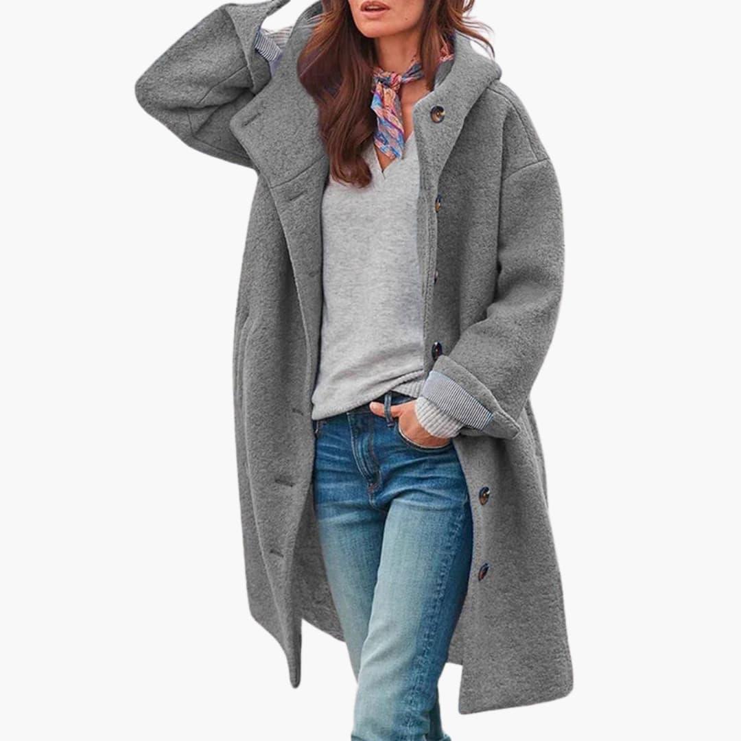 Women’s Hooded Coat with Button Front - Addison Fashion