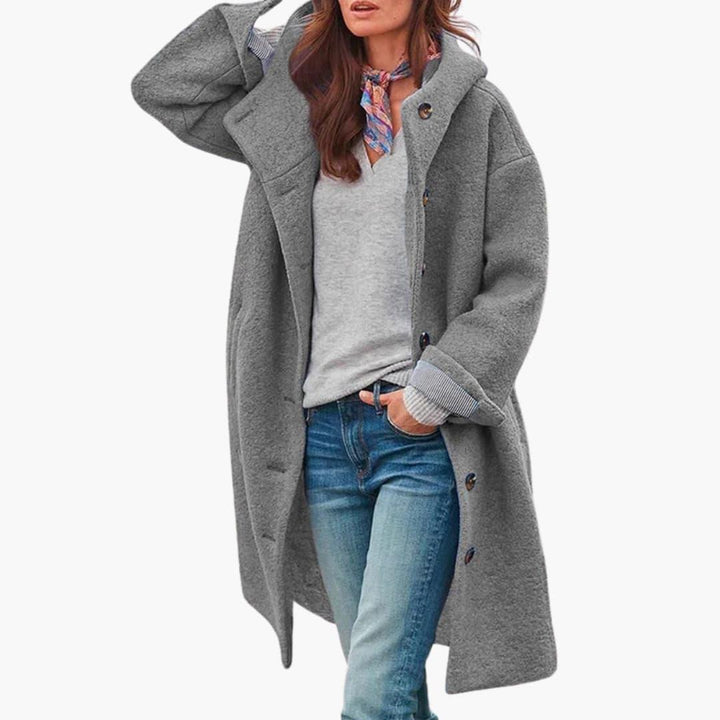 Women’s Hooded Coat with Button Front - Addison Fashion