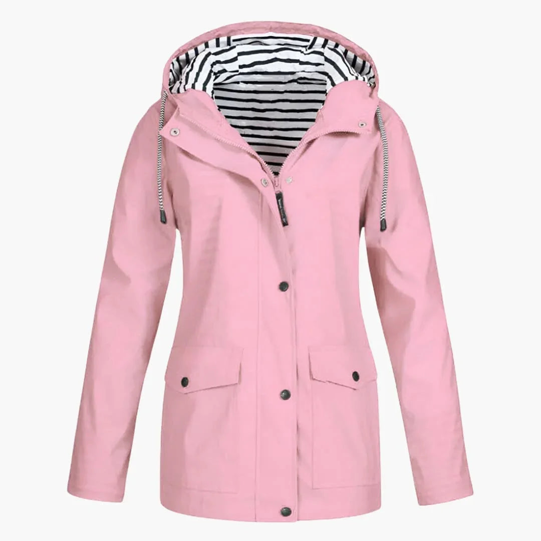 Women’s Hooded Jacket with Zip Front and Pockets - Addison Fashion