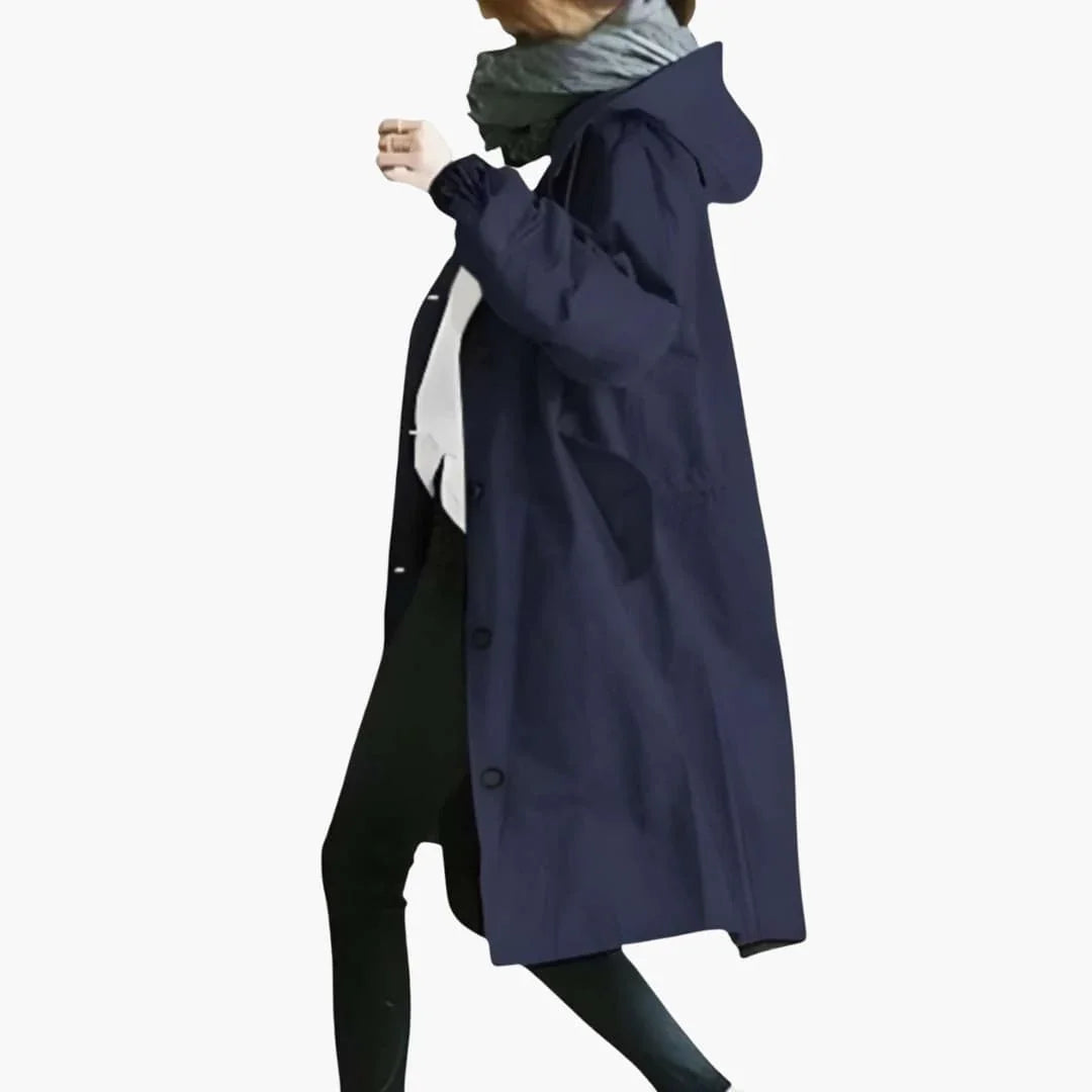 Women’s Hooded Trench Coat with Button Front - Addison Fashion