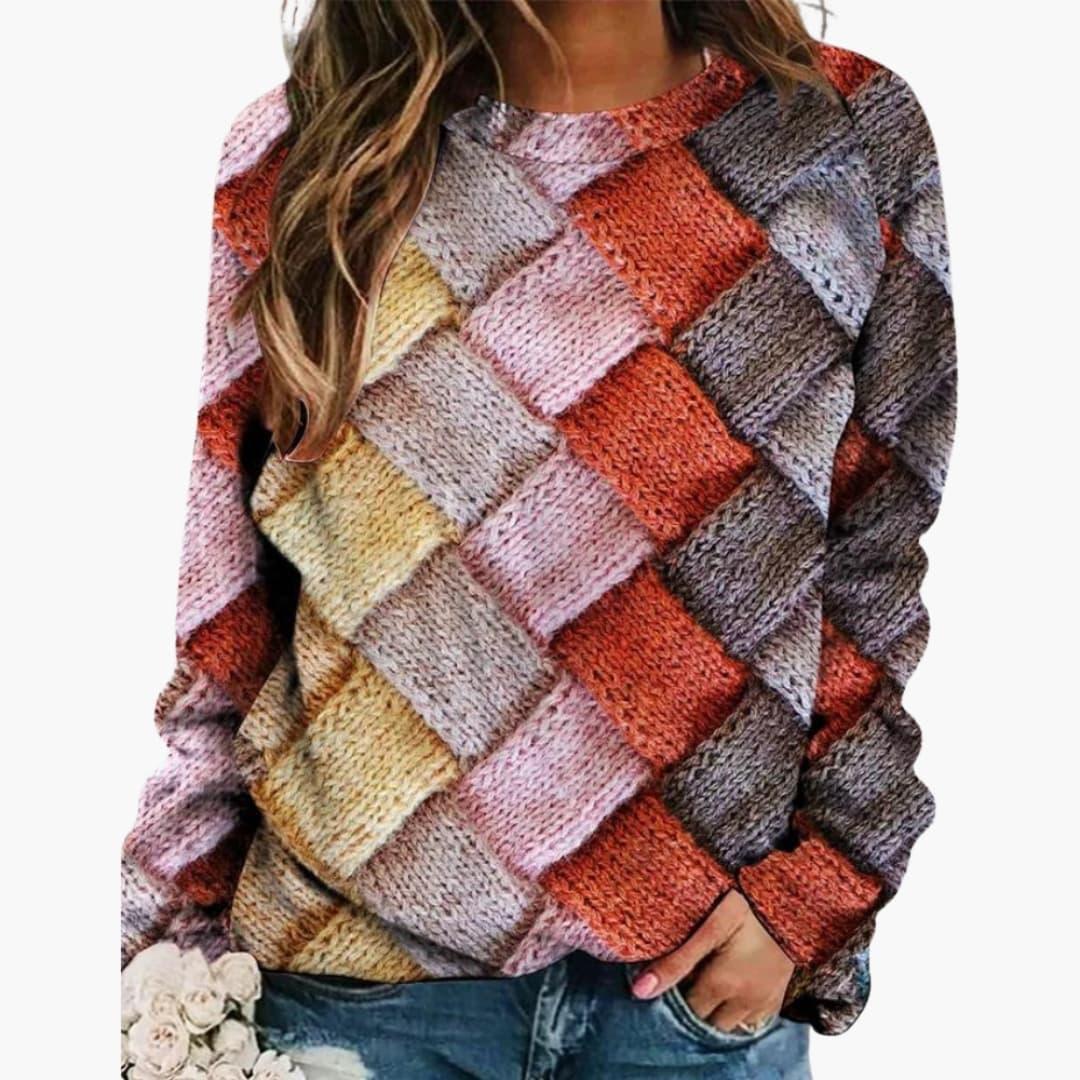 Women’s Knit Sweater with Crew Neck - Addison Fashion