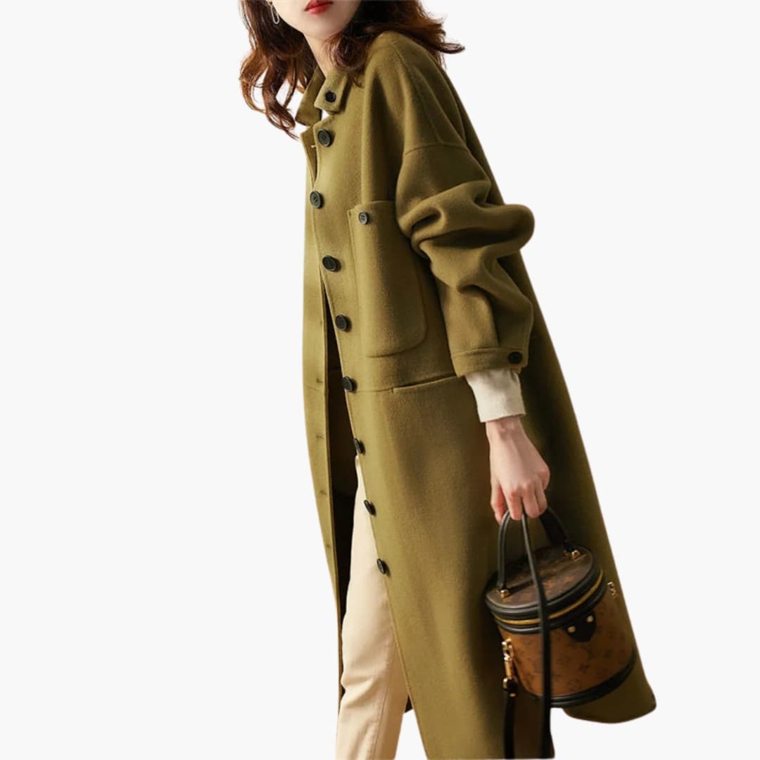Quincy - Women’s Long Coat with Button Front