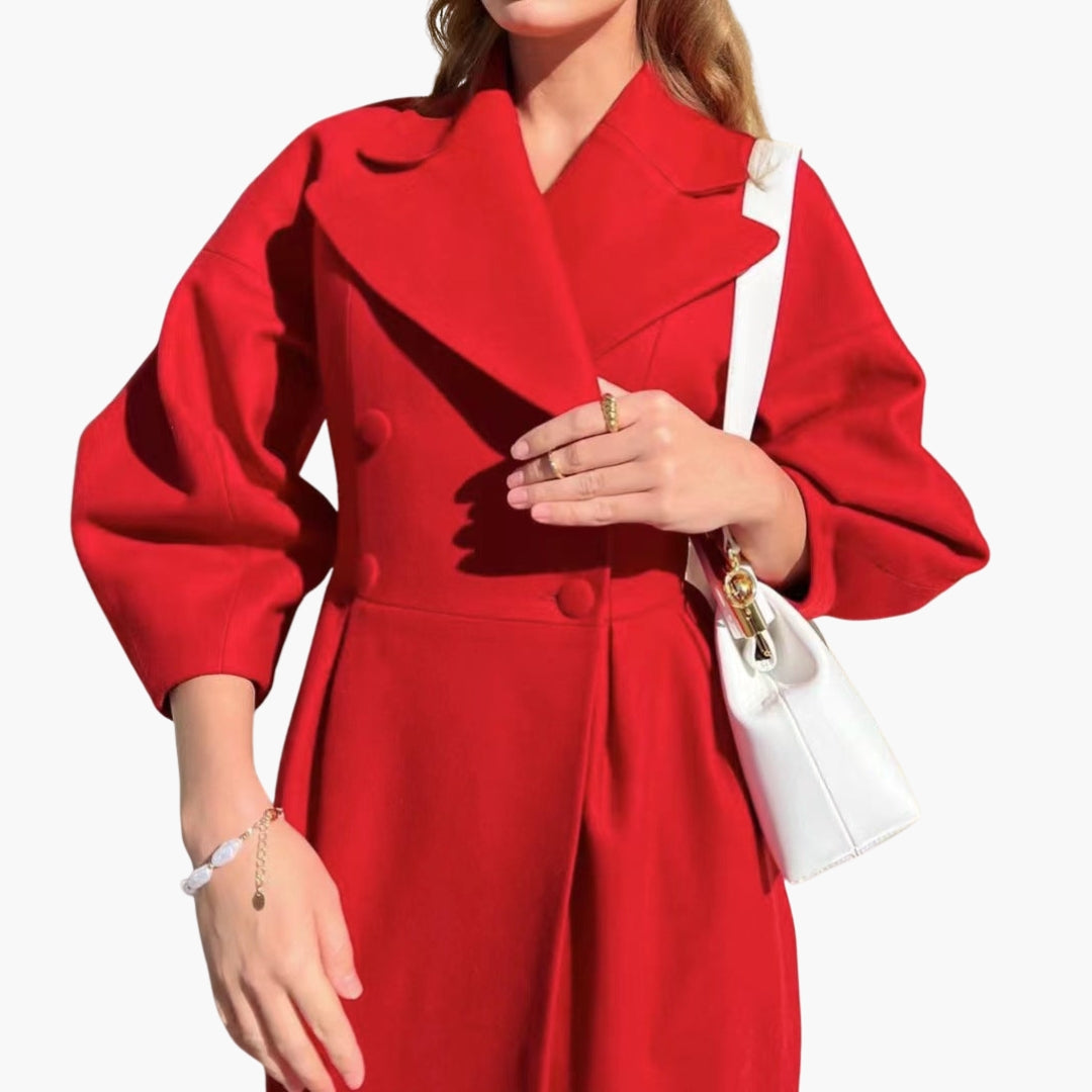 Violet - Women’s Long Trench Coat with Front Button Closure