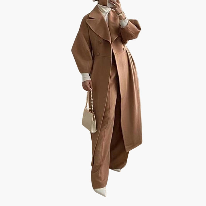 Violet - Women’s Long Trench Coat with Front Button Closure