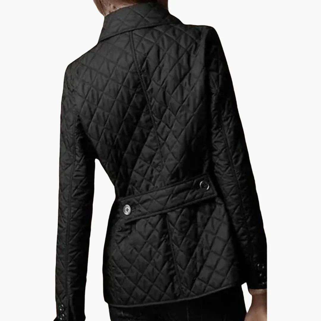 Women’s Quilted Jacket with Turned Down Collar - Addison Fashion