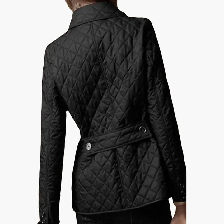 Women’s Quilted Jacket with Turned Down Collar - Addison Fashion