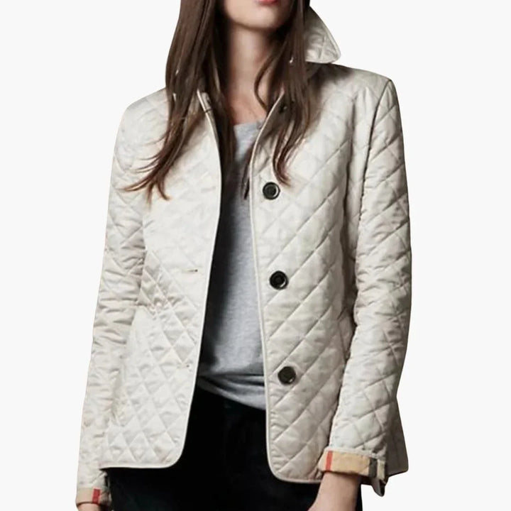 Women’s Quilted Jacket with Turned Down Collar - Addison Fashion
