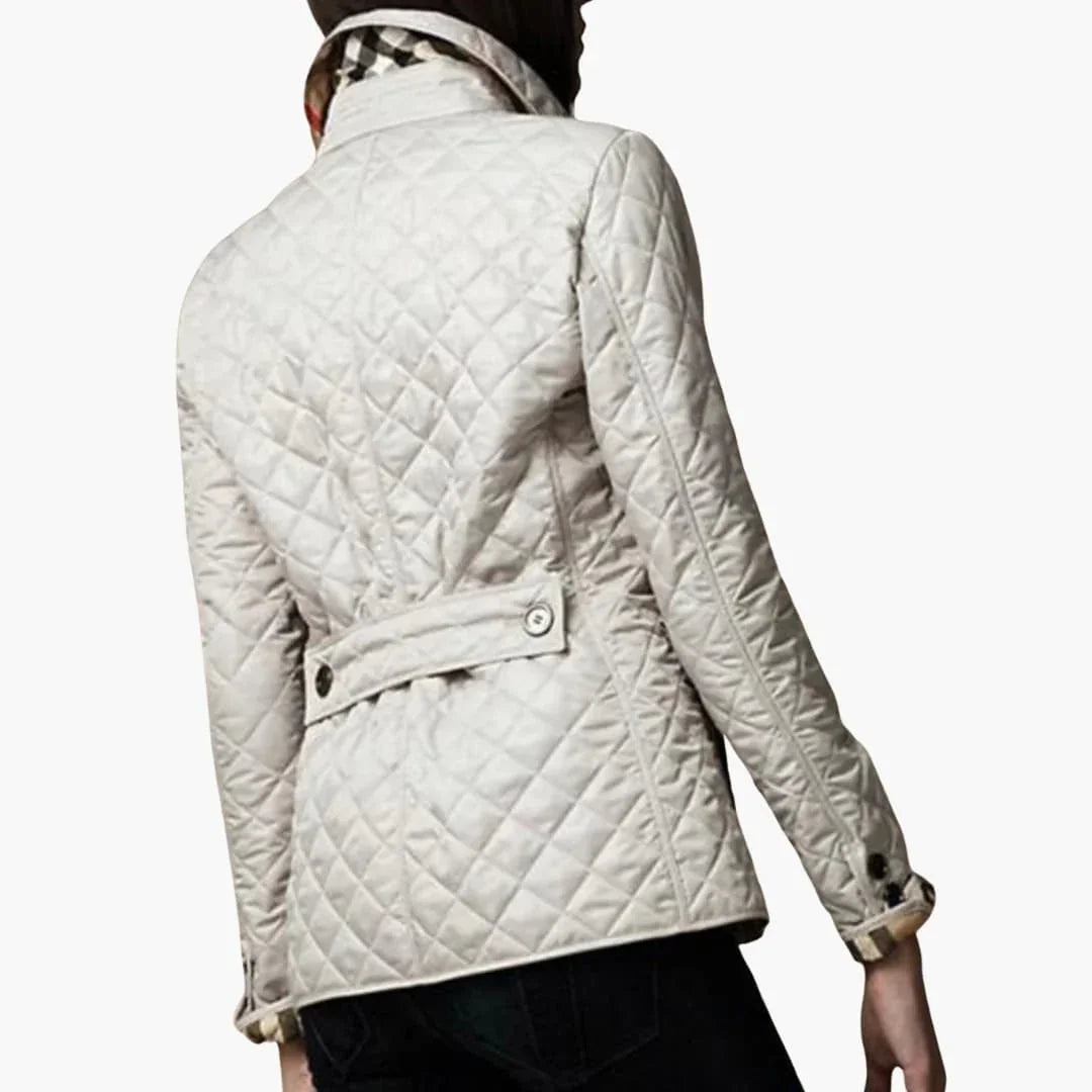 Women’s Quilted Jacket with Turned Down Collar - Addison Fashion