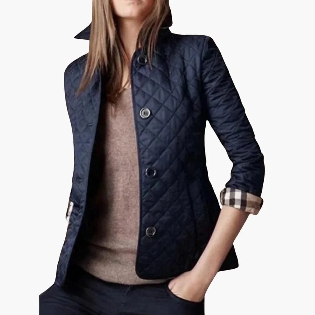 Women’s Quilted Jacket with Turned Down Collar - Addison Fashion